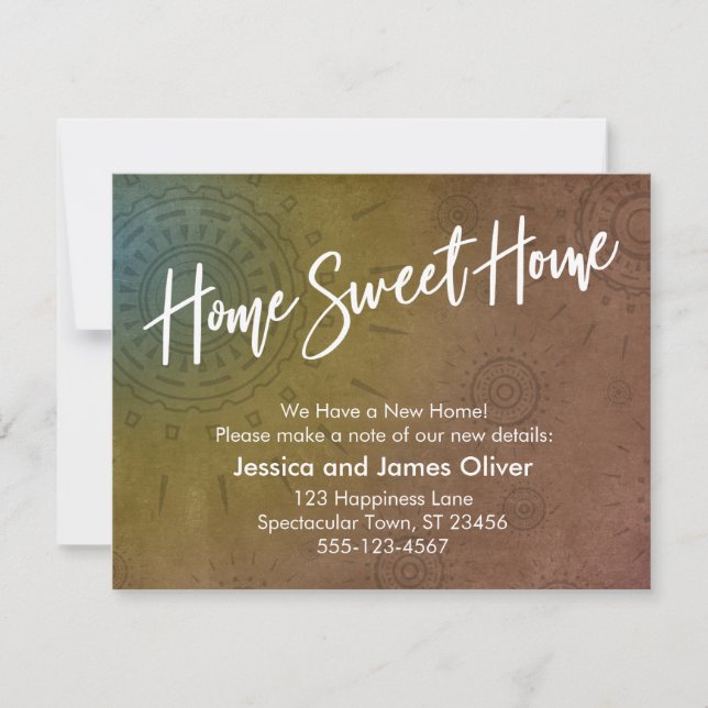 Carte graphique texturée orange "Home Sweet Home" (Devant)
