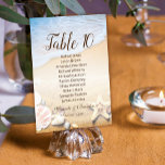 Carte graphique Tropical Sunset Beach Wedating Sea<br><div class="desc">Guidez vos invités à leurs sièges avec une beauté époustouflante et un style sans effort grâce à notre carte de mariage Tropical Sunset Beach. Parfaitement conçu pour votre mariage de destination de rêve, une célébration de plage sereine ou tout événement où le charme ensoleillé est souhaité, ce magnifique tableau de...</div>