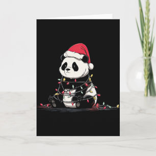 Carte Graphiques de Noël de Panda drôle Amateur de lumiè