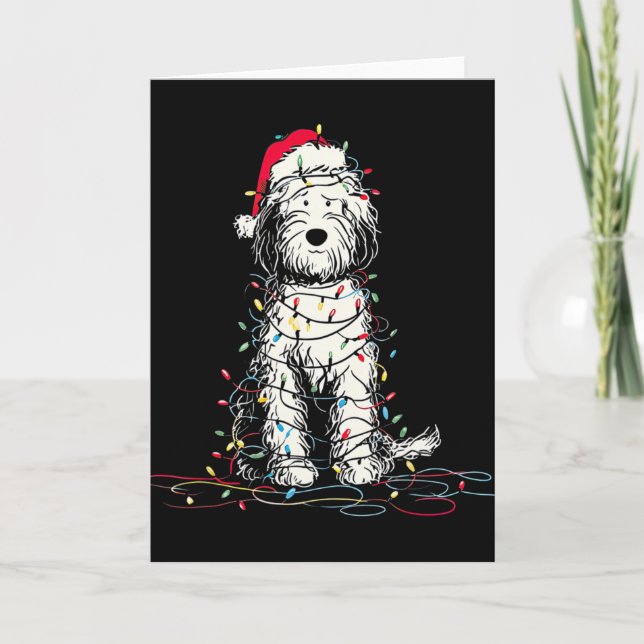 Carte Graphiques de Noël de Sheepadoodle drôles de lumiè (Devant)