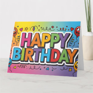 Carte Graphisme coloré et vibrant "JOYEUX ANNIVERSAIRE"