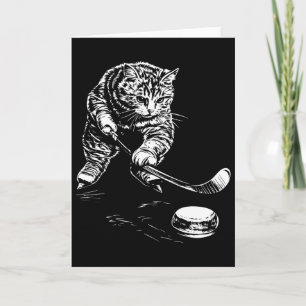 Carte Graphisme de hockey sur glace de chat drôle 