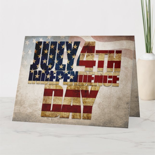 Carte Graphisme Grunge USA 4 juillet Indépendance (Devant)
