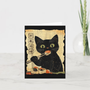 Carte Graphisme japonais esthétique de sushi de chat vin