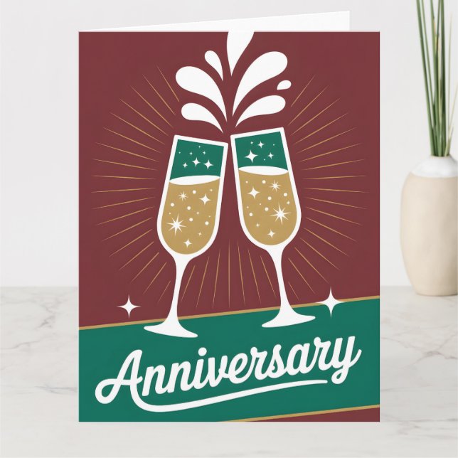 Carte Graphisme rétro d'anniversaire avec du champagne p (Devant)