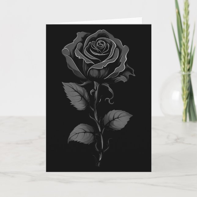 Carte Graphisme Rose Noire 199 Fleurs  (Devant)