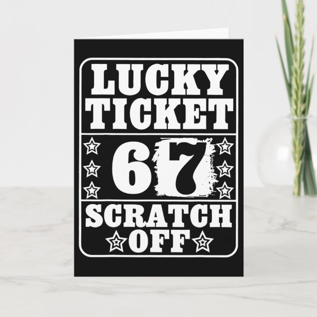 Carte Graphisme Vintage Ticket Chanceux Six Sept Tendanc (Devant)