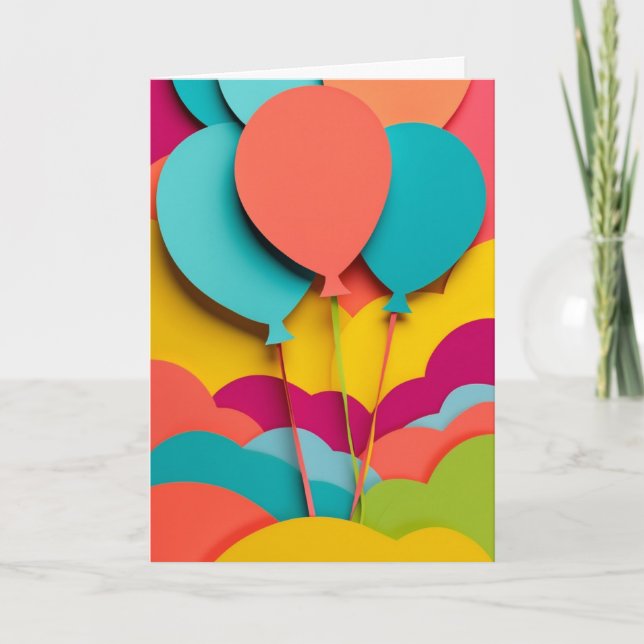Carte Grappe de ballons en papier vibrant (Devant)