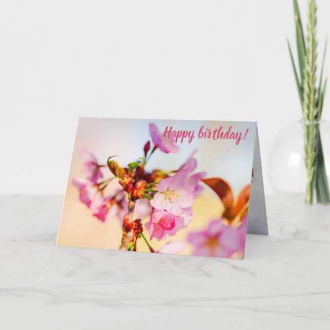 Carte Grappe Verticale De Fleurs Sakura Dans Le Jardin (Devant)