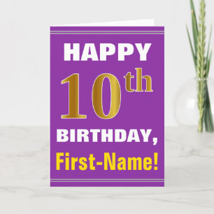 Carte Gras, pourpre, Faux Gold 10e anniversaire avec car