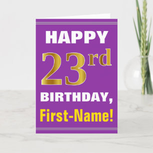 Carte Gras, pourpre, Faux Gold 23e anniversaire avec car