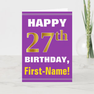 Carte Gras, pourpre, Faux Gold 27e anniversaire avec car