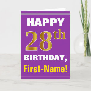Carte Gras, pourpre, Faux Gold 28e anniversaire avec car