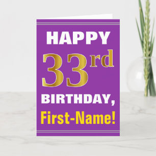 Carte Gras, pourpre, Faux Gold 33e anniversaire avec car