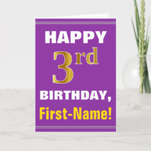 Carte Gras, pourpre, Faux Gold 3e anniversaire avec cart