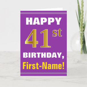 Carte Gras, pourpre, Faux Gold 41e anniversaire avec car
