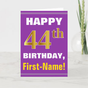 Carte Gras, pourpre, Faux Gold 44e anniversaire avec car
