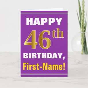 Carte Gras, pourpre, Faux Gold 46e anniversaire avec car