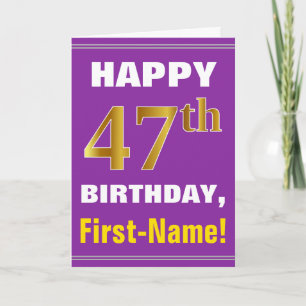Carte Gras, pourpre, Faux Gold 47e anniversaire avec car