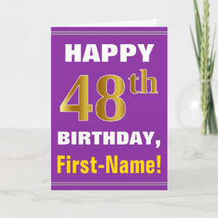 Carte Gras, pourpre, Faux Gold 48e anniversaire avec car