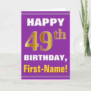 Carte Gras, pourpre, Faux Gold 49e anniversaire avec car