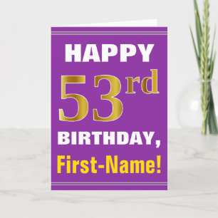 Carte Gras, pourpre, Faux Gold 53e anniversaire avec car