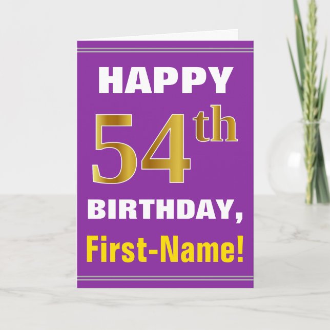 Carte Gras, pourpre, Faux Gold 54e anniversaire avec car (Devant)