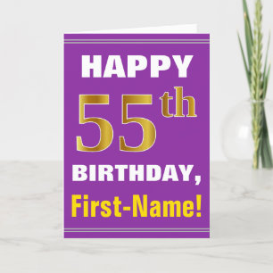 Carte Gras, pourpre, Faux Gold 55e anniversaire avec car