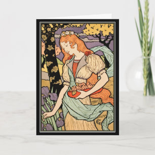Carte Grasset Art Nouveau Card : Irises & Rose