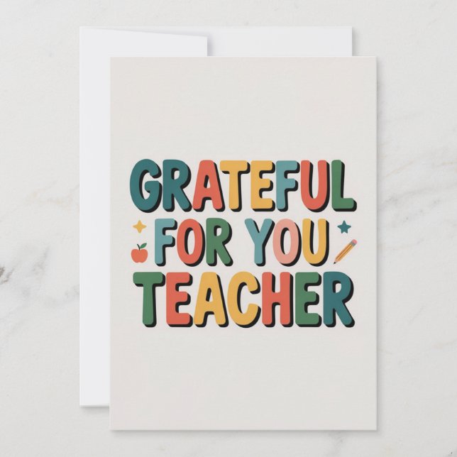 Carte Grateful for You Teacher Appreciation (Devant)
