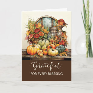 Carte Grateful Thanksgiving Bénédictions avec la vie mor