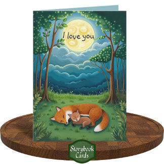 Carte Gratitude Fox Parent Enfant Cuddle Moon Forest Lov