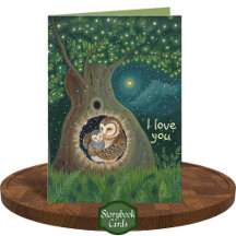 Gratitude Owl Parent Enfant Cuddle Moon Forest Lov