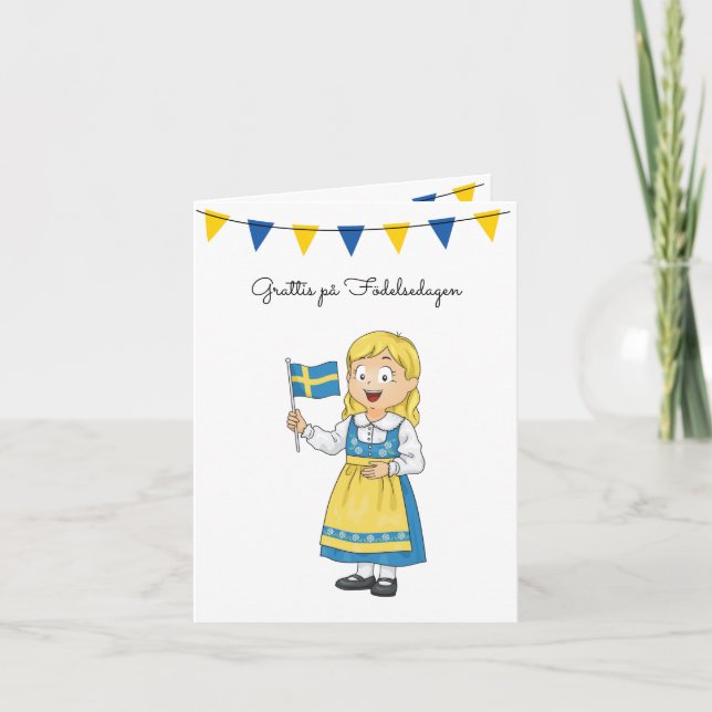 Carte Grattis på Födelsedagen fête suédoise (Devant)