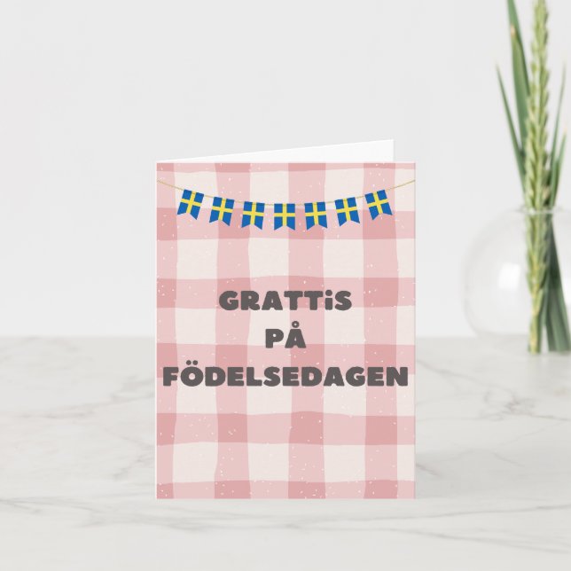 Carte Grattis på födelsedagen, heureux anniversaire suéd (Devant)