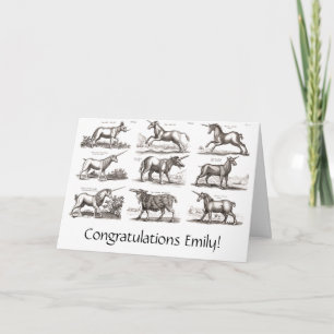 Carte Gravure de licorne antique spécimen de zoologie vi