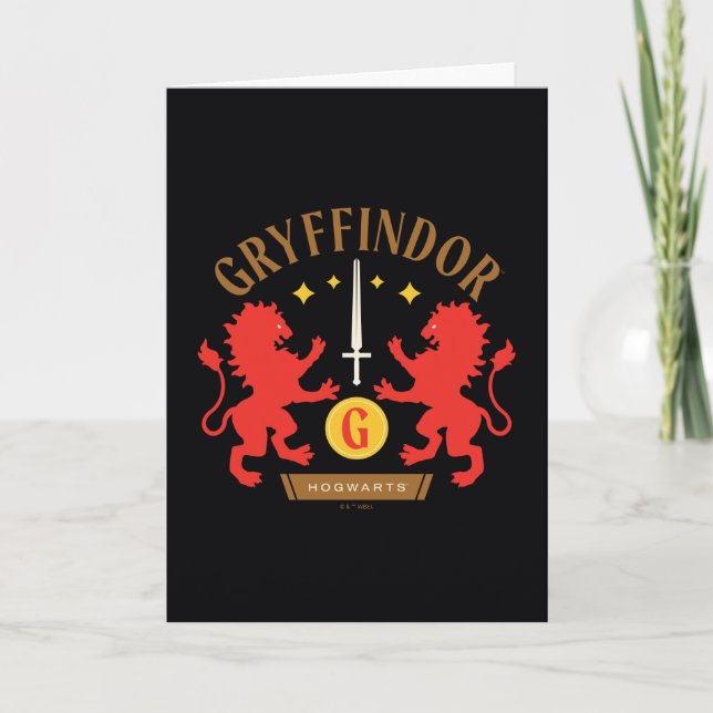 Carte GRAYFFINDOR™ Maison double Lion épée graphique (Devant)