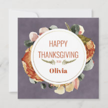 Grayish Purple Fall Floral "Happy Holiday" Custom