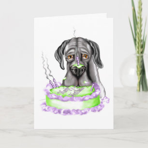Carte Great Dane Black UC gâteau d'anniversaire