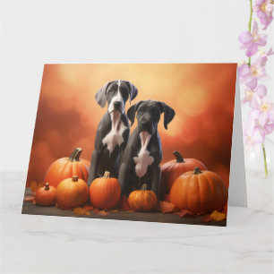 Carte Great Dane chiot Automne Délice Citrouille