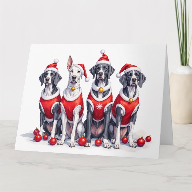 Carte Great Dane Christmas Dress Santa Hat (Devant)