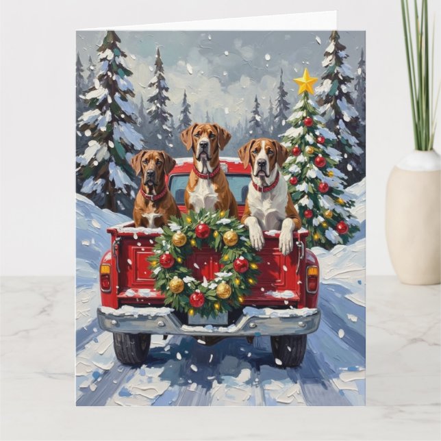 Carte Great Dane Christmas Red Truck Holiday (Devant)