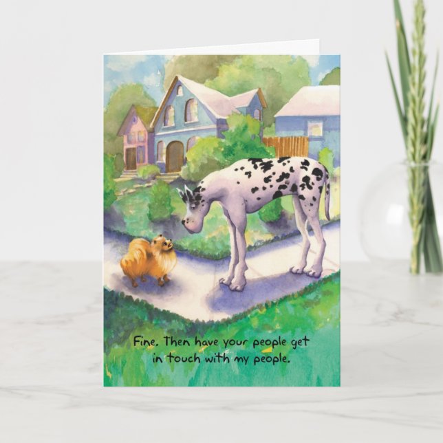 Carte Great Dane et Pomeranian - Anniversaire amusant (Devant)