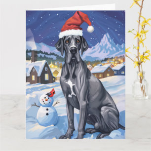Carte Great Dane Winter Wonderland Noël Joie