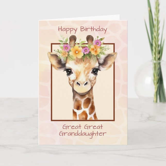 Carte Great Grand Grand-fille Anniversaire Sweet Safari (Devant)