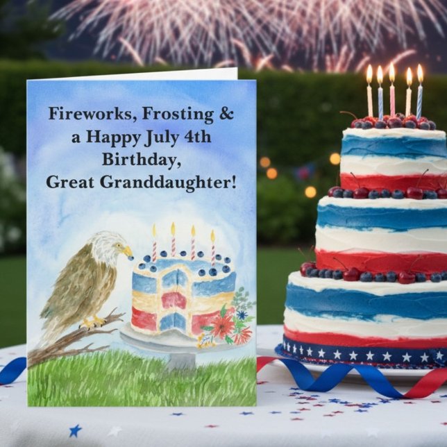 Carte Great Granddaughter July 4th Birthday Bald Eagle (Créateur téléchargé)