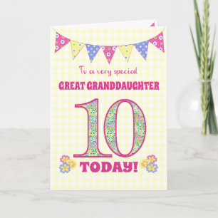Carte Great Grandgirl 10th Birthday Primroses