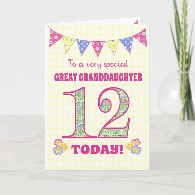 Carte Great Grandgirl 12th Birthday Primroses Card (Devant)