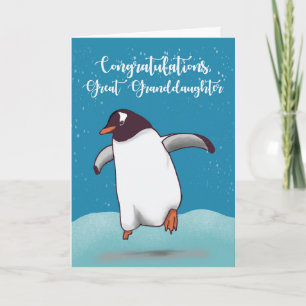 Carte Great Grandgirl Félicitations Penguin Jumpin