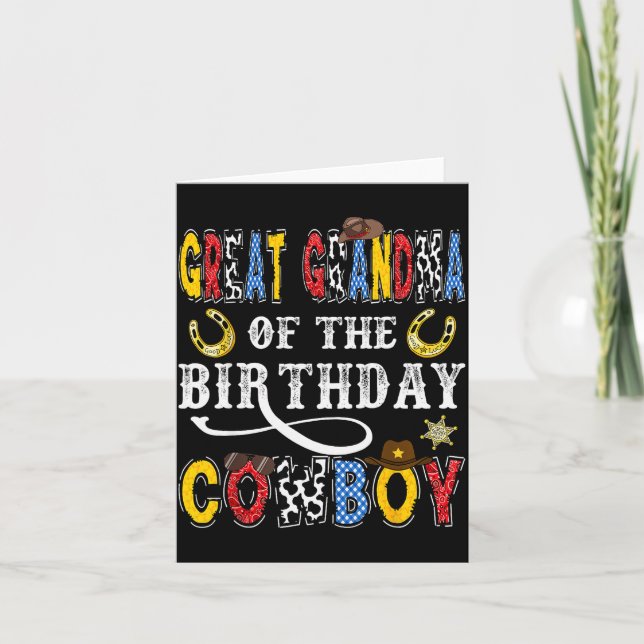 Carte Great Grandma Of The Birthday Cowboy Western Rodeo (Devant)